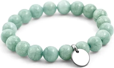 Imagen del producto de Pulsera de perlas hecha con jade malasio de color gris. MINK32 / 17