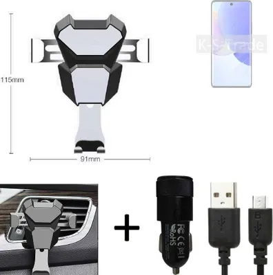Produktbild von K-S-Trade KFZ Halterung kompatibel mit Huawei nova 9 Halterung Lüftungshalterung Lüftungsschlitz schwarz-silber Autohalterung Handy inkl. KFZ