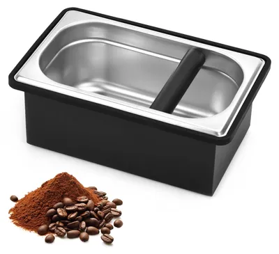 Espresso-Klopfbox aus Edelstahl, große Kaffeepuck-Auffangbox