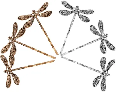 Imagen del producto de Horquillas metálicas, diseño de libélulas, juego de 6 unidades, para uso diario