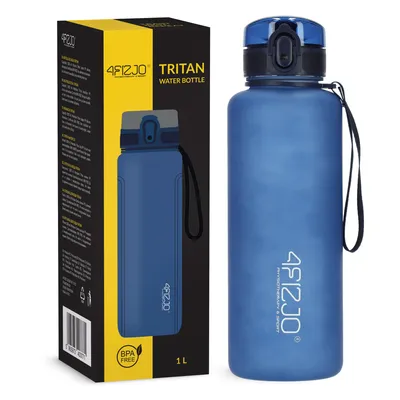Produktbild von 4FIZJO Sportflasche 1 L, Tritan, auslaufsicher, Fitness, Reisen, Training, blau