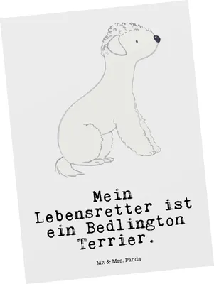 Produktbild von Mr. & Mrs. Panda Postkarte Bedlington Terrier Lebensretter - Weiß - Geschenk, Ansichtskarte, Postkarten, Motivkarte, Ansichtskarten, Grußkarte
