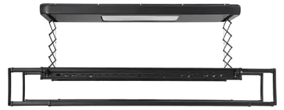 Produktbild von Elektrischer Wäscheständer - Deckenmontiert ausziehbar - 220V 24W - Fernbedienung & LED-Licht - 130–215 cm - Edelstahl - Schwarz