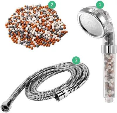 Produktbild von Duschekop Eco Power 3-in-1 Set mit Sprühkopf und Ersatzsteinen für alle Duscharten
