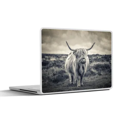 Produktbild von MuchoWow® Laptop Aufkleber Sticker Cover Schottischer Hochländer - Tiere - Wolken - Kuh - Natur 40x30 cm - Laptop Dekoration - Selbstklebend