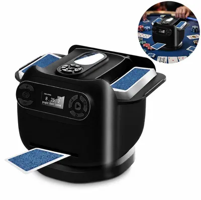 Produktbild von Kartenmischer Kartengeber 2-in-1 – 360° drehbar, wiederaufladbar, leise | Für Poker, UNO & Spieleabende
