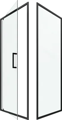Image de Porte de douche Pivotante et retour 80x80x200 - Profilés noir mat - CRUSH PIVOTANTE