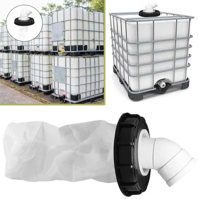 Produktbild von IBC Deckelfilter, Nylon Deckel mit Filter Waschbar 163mm IBC Filterdeckel mit Bogen DN 75 45° Tankdeckel Wasserfilter für Regenwassertank Tonnenfass