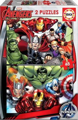 Zdjęcie produktu dla Educa Borras - Puzzle Avengers 2x48 szt. - Oficjalny produkt premium Marvel