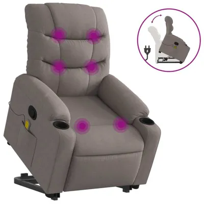 Produktbild von vidaXL Massagesessel mit Aufstehhilfe Taupe Stoff