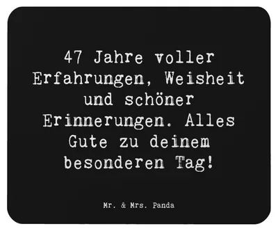 Produktbild von Mr. & Mrs. Panda Mousepad Spruch 47. Geburtstag - Schwarz - Geschenk, Alles Gute, Geburtstagsgeschenk, besonderer Tag, Mouse Pad, Alter, Mauspad, computermatte, laptop