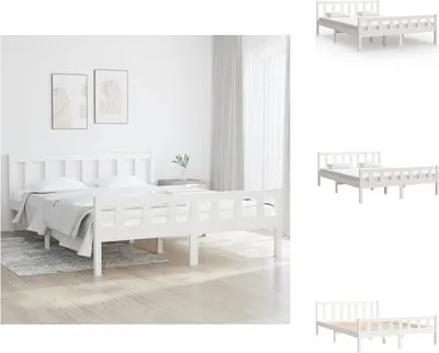 Produktbild von vidaXL Massivholzbett Weiß 150x200 cm -  Betten & Bettgestelle