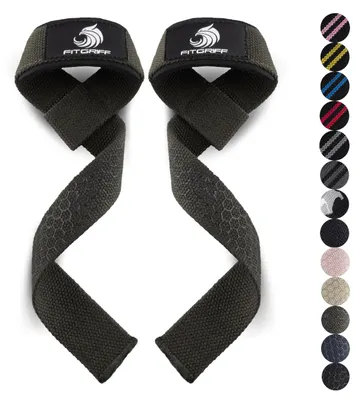 Produktbild von Fitgriff® Zughilfen (gepolstert) für Krafttraining, Bodybuilding, Fitness - Kreuzheben Gurte - Lifting Straps - für Frauen und Männer (Army Green, Grip)