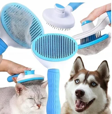 Produktbild von Selbstreinigende Fellbürste für Hunde und Katzen - Blau - mit Massagefunktion