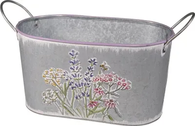 Image de Cache pot ou bac a fleurs en zinc avec anse