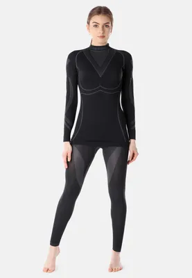 Produktbild von Ladeheid Damen Funktionsunterwäsche Set Langarm Shirt Lange Unterhose Thermoaktiv LAGI006 (Schwarz/Graphite, S)