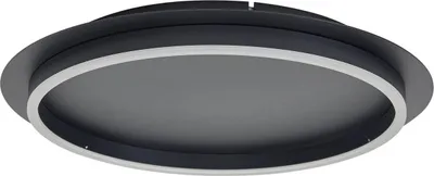 Produktbild von Lindby LED-Deckenleuchte Kunis, schwarz, Kunststoff, Ø 46 cm