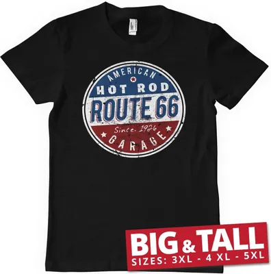 Produktbild von Route 66 - Hot Rod Garage Big & Tall T-Shirt - 5XL - Black