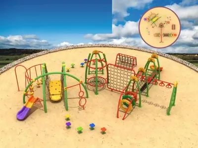 Produktbild von Kinderrutsche aus Kunststoff Bunter Kletterwände für Kinder Outdoor