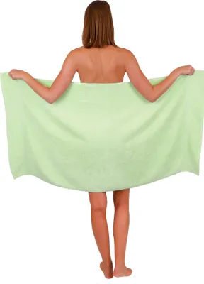Produktbild von Betz Duschtuch Badetuch Duschtücher Set Palermo 100% Baumwolle Handtuch Strandlaken Größe 70 x 140 cm Farbe grün