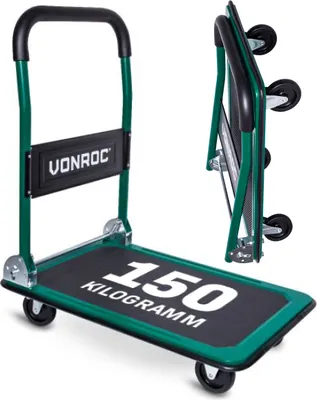 Produktbild von Vonroc Plattformwagen klappbar 150kg - Transportwagen, Sackkarre, faltbar