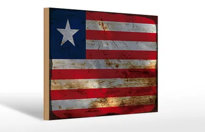 Produktbild von Holzschild Flagge Liberia 30x20cm Flag of Liberia Rost
