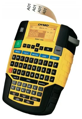 Zdjęcie produktu dla DYMO RHINO 4200, QWERTZ, Termotransferowy, Czarny, Żółty