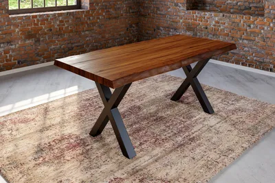 Produktbild von Refurbished Möbelretoure Esstisch Baumkante massiv Akazie nussbaum 180 x 90 schwarz Xerez