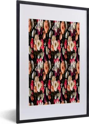 Produktbild von MuchoWow® MuchoWow® Gerahmtes Poster Blumen - Farbe - Muster 40x60 cm - Poster mit zchwarzem Bilderrahmen - Poster in Rahmen