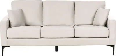 Produktbild von BELIANI Sofa Hellbeige Stoffbezug 3-Sitzer Dicke Polsterung mit 2 Dekokissen Metallfüßen Freistehend für Wohnzimmer Flur Diele Büro