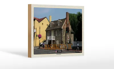 Produktbild von Holzschild Reise 18x12 cm Washington DC USA Old Stone House Museum