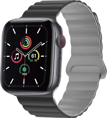 Produktbild von imoshion Magnetisches Silikonarmband für das Watch Series 1 t/m 9 / SE (38/40/41 mm) | Series 10 / 11 (42 mm) - Schwarz / Grau