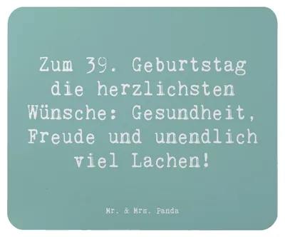 Produktbild von Mr. & Mrs. Panda Mauspad Spruch 39. Geburtstag Wünsche - Meeresbrise - Geschenk, Liebe, Mousepad, mousematte, Mouse Pad, Lachen, Geburtstagsgeschenk, besonderer Tag