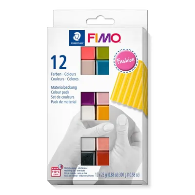 Produktbild von Staedtler FIMO 8023 C, Modellierton, Schwarz, Blau, Kupfer, Gold, Perleffekt, Pink, Rose, Silber, Graubraun, Violett, 12 Stück(e), 12 Farben, 110 °C, 30 min