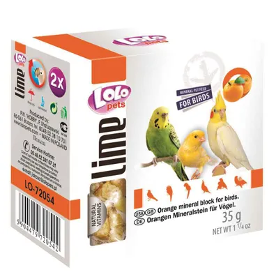 Zdjęcie produktu dla LOLO PETS LOLO LINE - Wapienko Kostka POMARAŃCZOWA wapienna Z MUSZLAMI- dla papug 35g