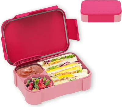 Image de Boîte à goûter Enfants avec compartiments 900ml Bento-Box Anti-fuite Rose