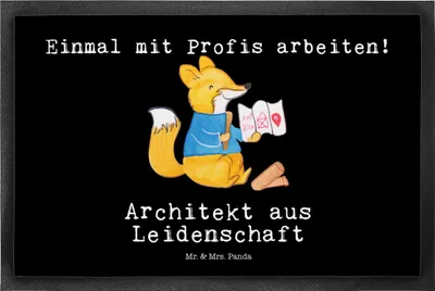 Produktbild von Mr. & Mrs. Panda fußmatte Architekt Leidenschaft 40 x 60 cm - Schwarz - Geschenk, Architekturbüro, teppichmatte, Bodenvorleger, Fußabstreifer, Vorleger, Beruf, Studium