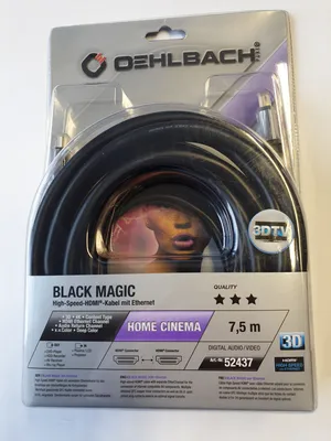 Produktbild von OEHLBACH Black Magic 750, 7,5 m, HDMI Type A (Standard), HDMI Type A (Standard), 4096 x 3112 Pixel, 3D, Schwarz
