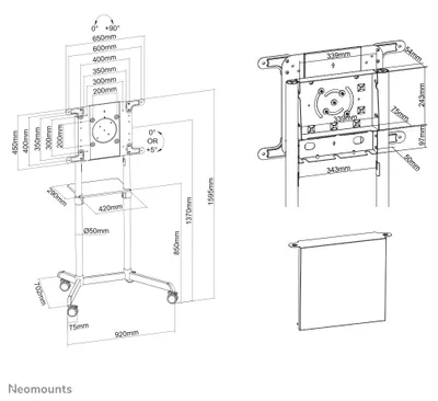 Obrázok produktu pre Neomounts NS-M1250BLACK, Čierna, Oceľ, 70 kg, 94 cm (37"), 177,8 cm (70"), 300 x 300,350 x 350,400 x 200,400 x 300,400 x 400,600 x 200,600 x 400