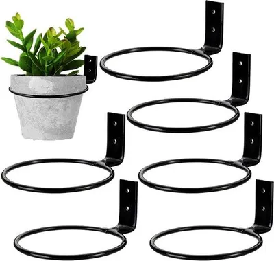 Produktbild von Famanu Wandhalterung für Blumentöpfe 11 cm - 6 Stück, Schwarz