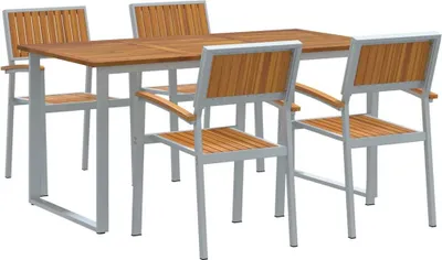 Zdjęcie produktu dla Zestaw do jadalni w ogrodzie 5 pcs Szary Lite Drewno Akacji