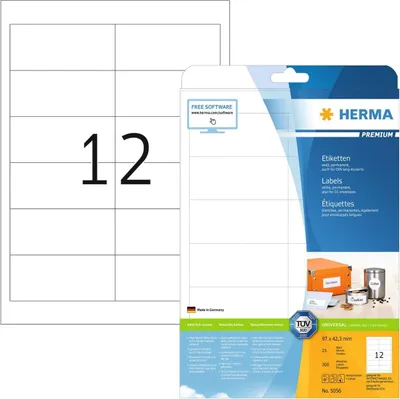 Produktbild von Etiketten Premium A4, weiß 97x42,3 mm Papier matt 300 St.