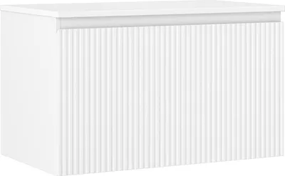 Zdjęcie produktu dla Mexen Rivel szafka łazienkowa podumywalkowa 80 cm z blatem, 1 szuflada, ryflowana , biała mat - 91A20-08047-1-BFC01