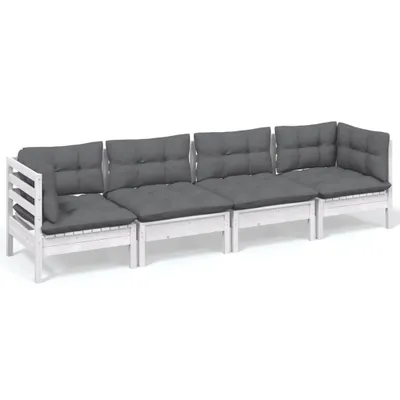 Produktbild von vidaXL 4-tlg. Garten-Lounge-Set mit Kissen Kiefer Massivholz