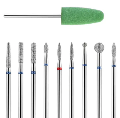 Produktbild von Nagelfräser Aufsätze Set 10-teilig Silber Nagelbohrer Gelnägel
