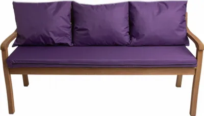 Image de Coussins pour banc de jardin| Assise 150x60x7 + dossier 3x 56x50cm| Coussin pour balançoire de jardin Violet| Coussins pour mobilier de jardin pour 3 personnes