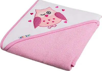 Produktbild von Babyhandtuch 80x80 Akuku rosa mit Eule