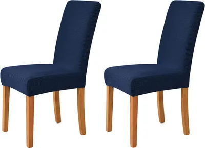 Produktbild von Stretch Stuhlhussen, Weiche Beschützer Stuhlhussen Anti-rutsch Stuhlhussen Stuhlbezug für Stuhl Esszimmer Für Bankett, Satz von 2, Marine