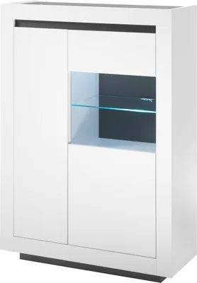 Produktbild von LIVOJO M11 Wohnzimmer Vitrine halbhoch links 96 x 136 x 38 cm Weiß & Anthrazit