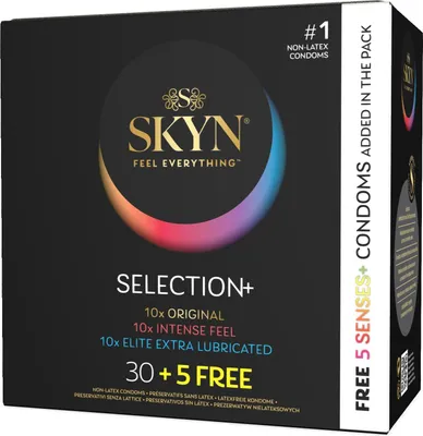 A product box for SKYN condoms.